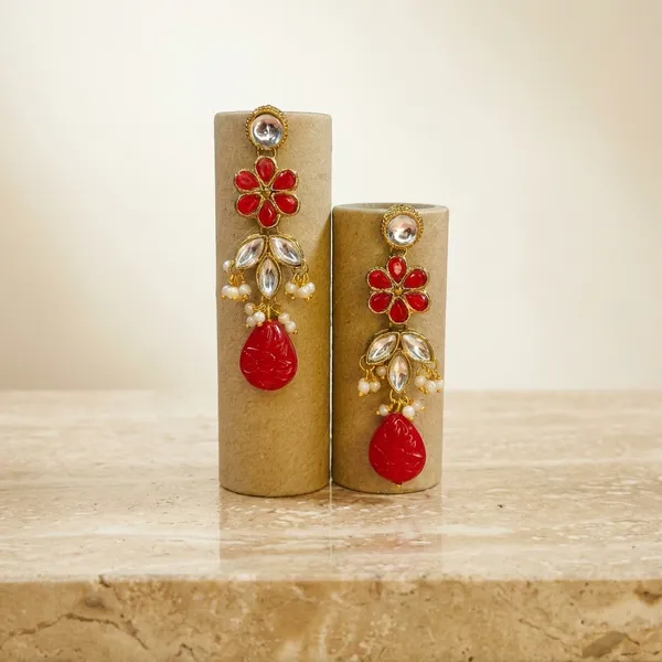 Dhivara_Kundan_Earring_Red