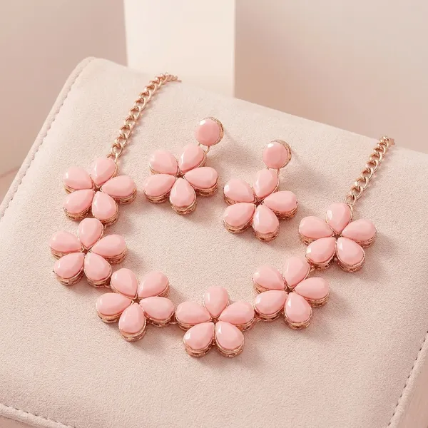 Peach_Alloy_Jewellery_Set_For_Women