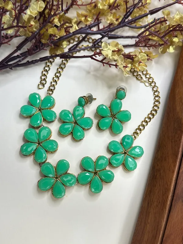 Light_Green_Alloy_Flower_Design_Jewellery_Set_For_Women