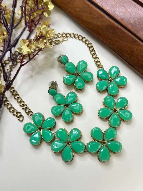 Light_Green_Alloy_Flower_Design_Jewellery_Set_For_Women