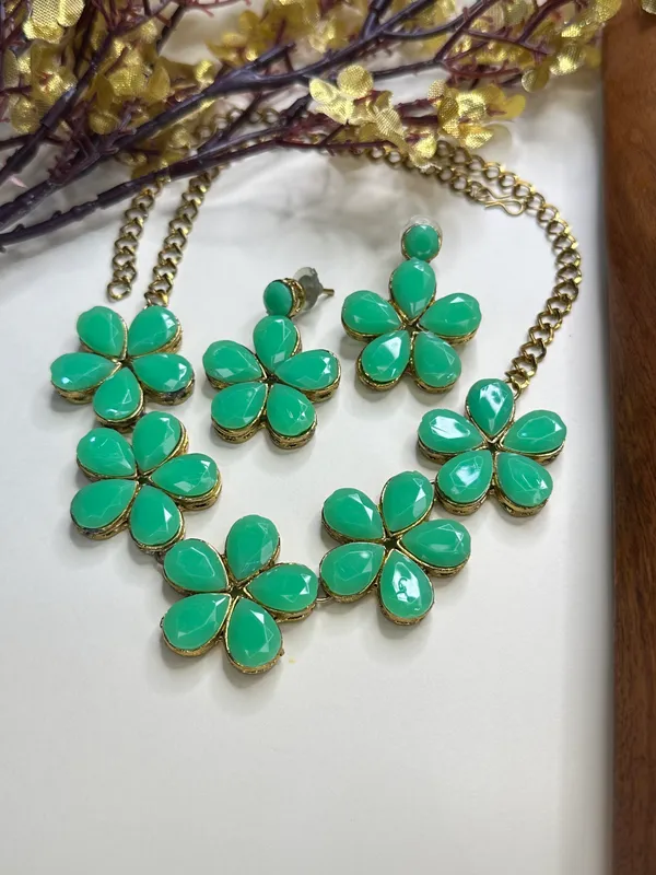 Light_Green_Alloy_Flower_Design_Jewellery_Set_For_Women