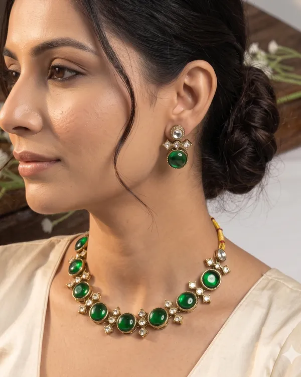 Green_Alloy_Metal_Copper_Plated_Necklace_Set
