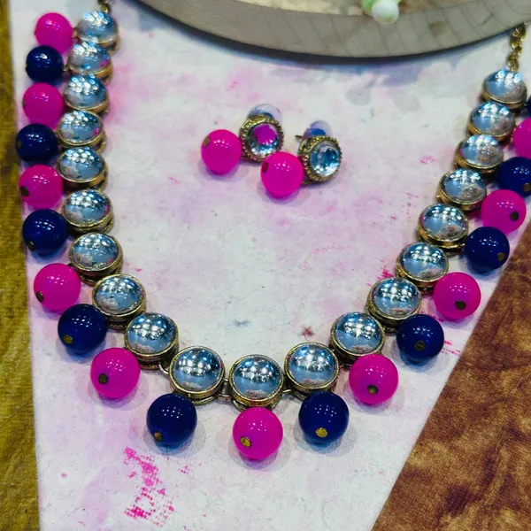 Pink_Blue_Alloy_Copper_Jewellery_Set_For_Women