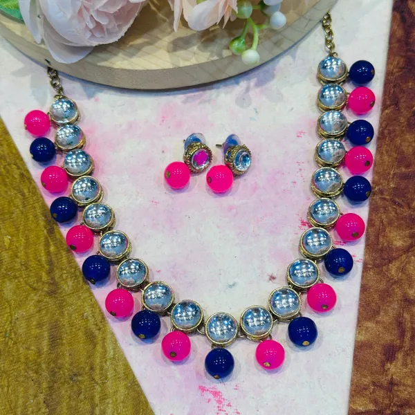 Pink_Blue_Alloy_Copper_Jewellery_Set_For_Women