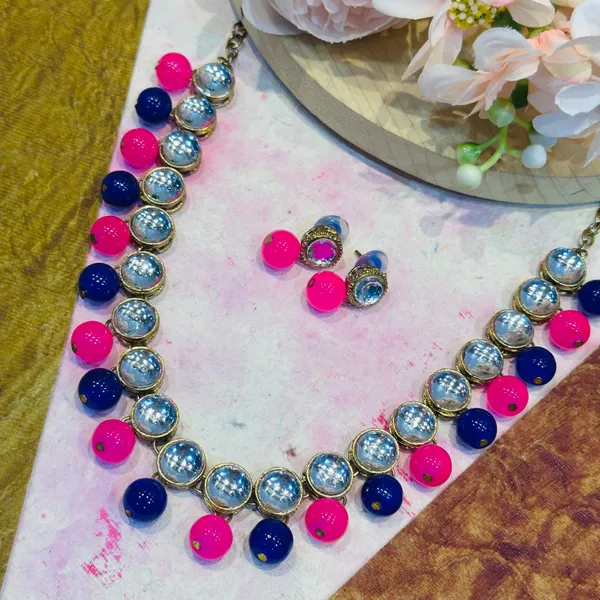 Pink_Blue_Alloy_Copper_Jewellery_Set_For_Women