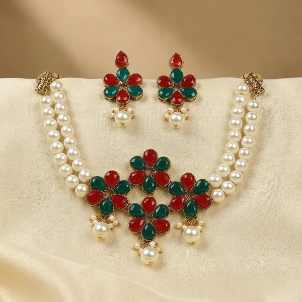 Classic_Double_Line_Pearl_And_Kundan_Chokar_Necklace_Set_For_Women