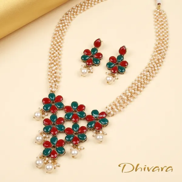 Red_Green_Alloy_Copper_Jewellery_Set_For_Women