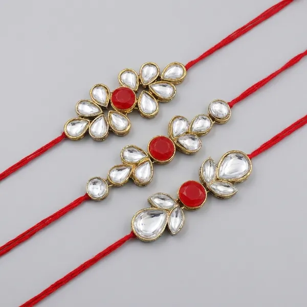 Dhivara_Kundan_Rakhi_Combo_/_Pack_Of_3_Rakhi_With_Roli_Chawal