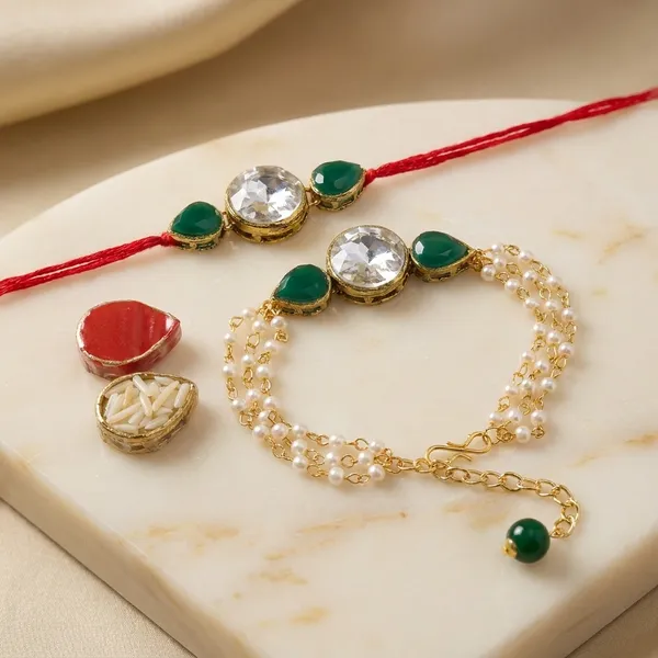 Dhivara_Couple_Rakhi_Combo_/_Pack_Of_2_Rakhi_With_Roli_Chawal
