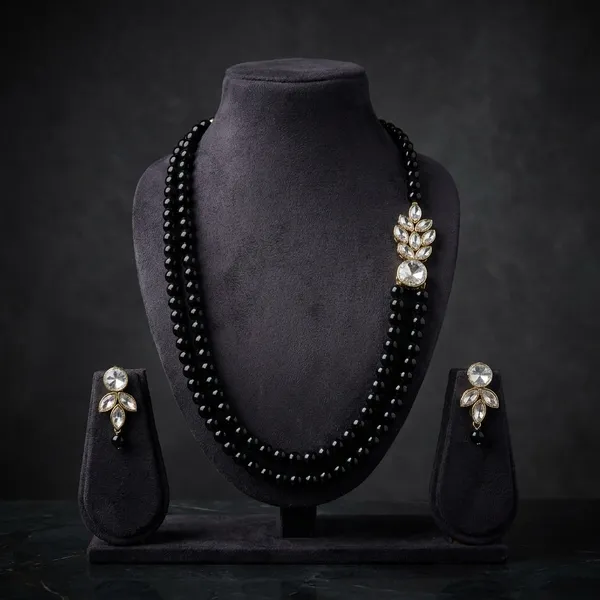 Black_Stylish_Copper_Plated_Twinkling_Leaves_Two_Layer_Necklace