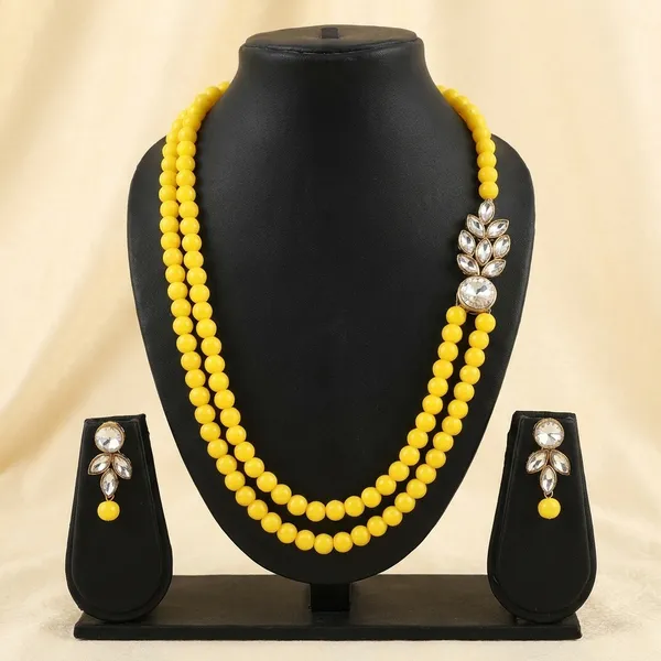 Yellow_Copper_Plated_Twinkling_Leaves_Two_Layer_Necklace