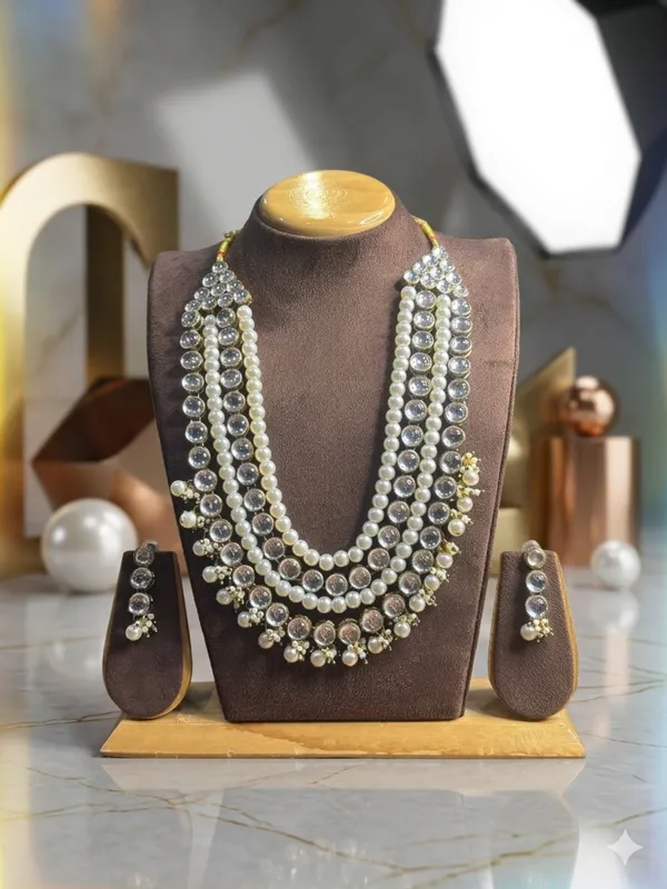Four_Layer_White_Pearl,_Alloy_Copper_Jewellery_Set_For_Women