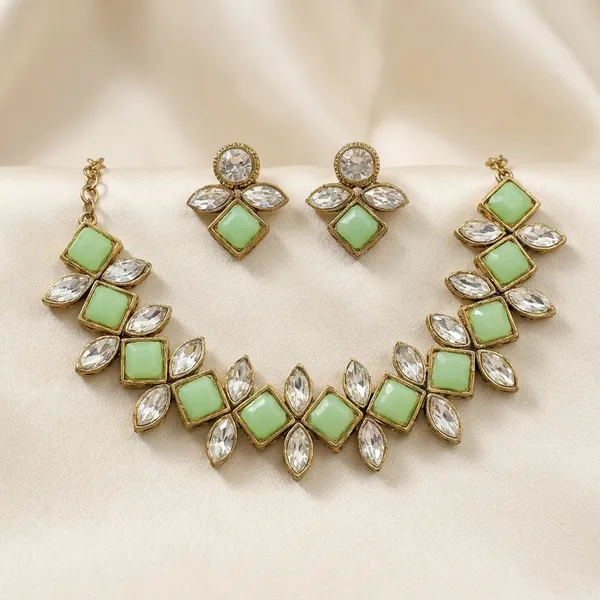 Light_Green_Alloy_Copper_Jewellery_Set_For_Women