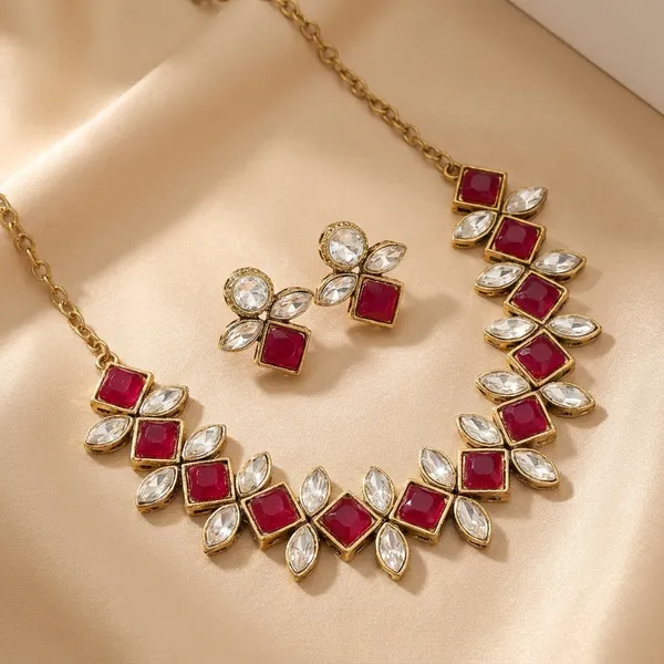 Maroon_Alloy_Copper_Jewellery_Set_For_Women