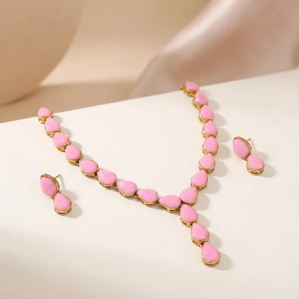 Light_Pink_Metal_Copper_Pink_Jewellery_Set_For_Women