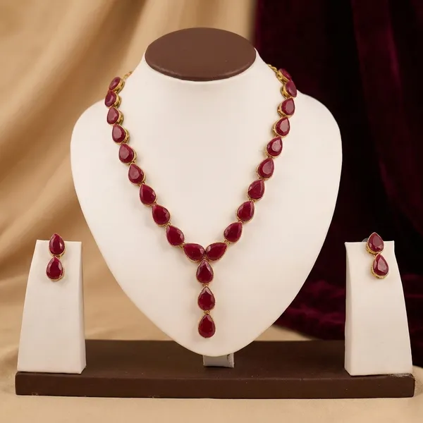 Maroon_Metal_Copper_Jewellery_Set_For_Women_|_Necklace_And_Earings