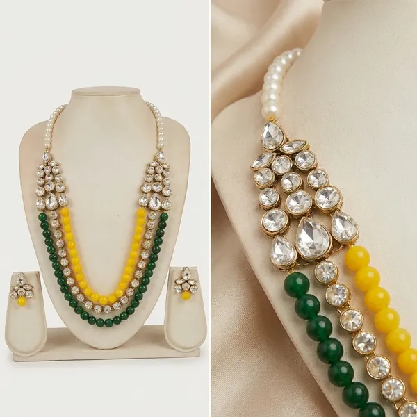 Three_Layer_Yellow_And_Green_Pearl_Necklace_Set