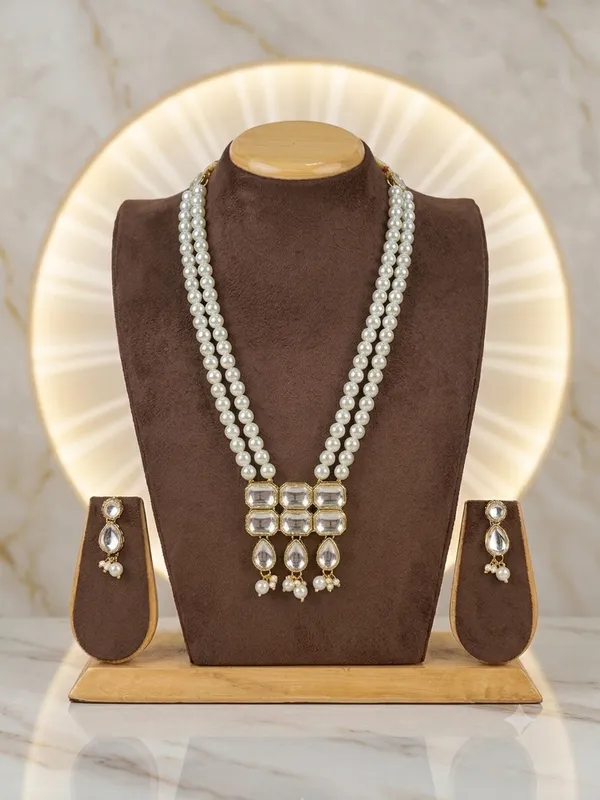 Two_Layer_White_Pearl_And_Copper_Alloy_Jewellery_Set_For_Women