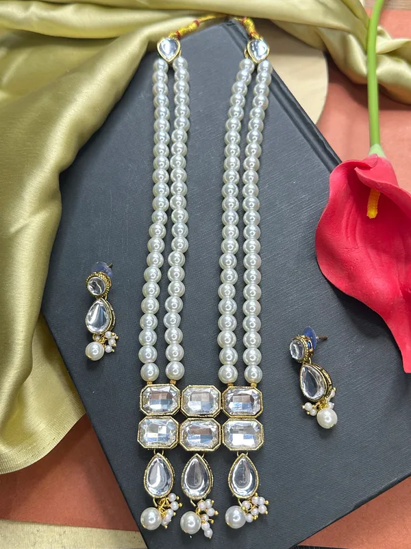 Two_Layer_White_Pearl_And_Copper_Alloy_Jewellery_Set_For_Women