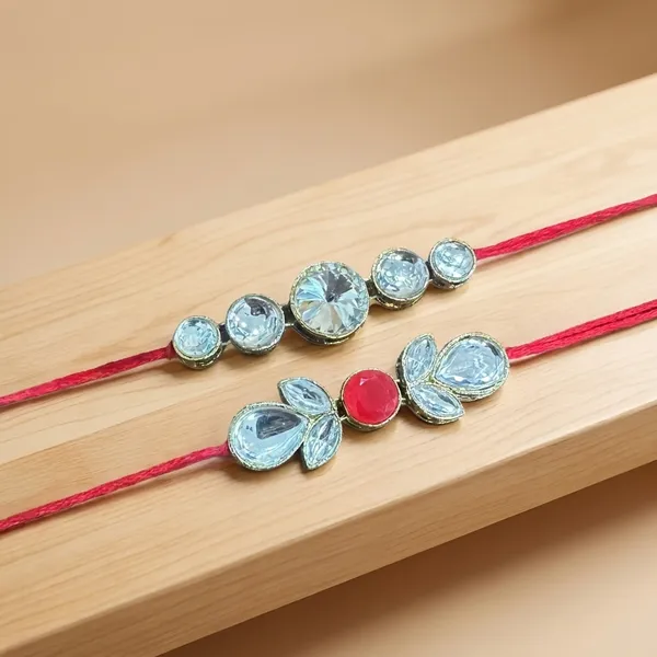 Dhivara_Kundan_Rakhi_Combo_/_Pack_Of_2_Rakhi_With_Roli_Chawal