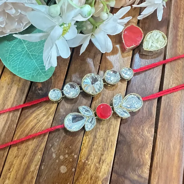 Dhivara_Kundan_Rakhi_Combo_/_Pack_Of_2_Rakhi_With_Roli_Chawal