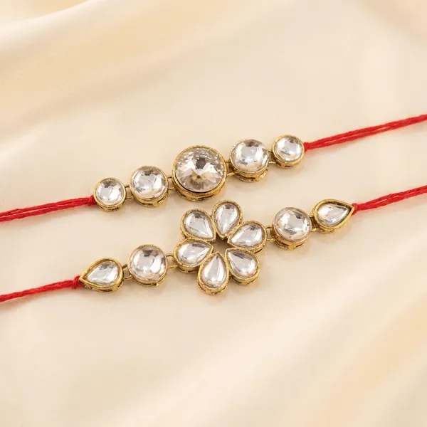 Dhivara_Kundan_Rakhi_Combo_/_Pack_Of_2_Rakhi_With_Roli_Chawal