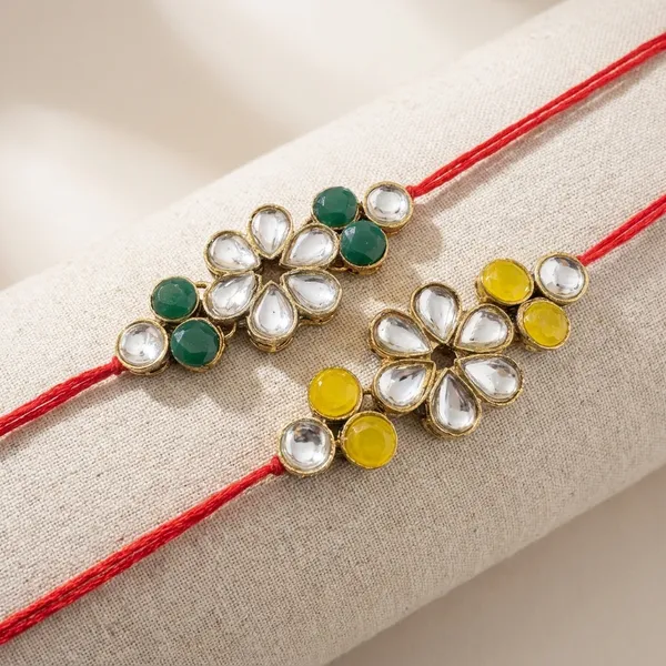 Dhivara_Kundan_Rakhi_Combo_/_Pack_Of_2_Rakhi_With_Roli_Chawal