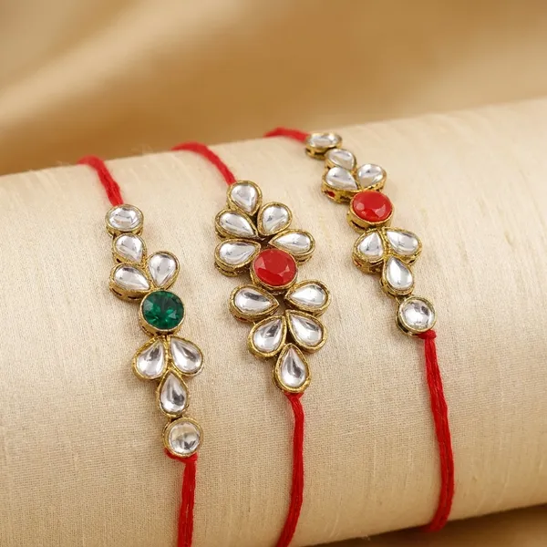 Dhivara_Kundan_Rakhi_Combo_/_Pack_Of_3_Rakhi_With_Roli_Chawal