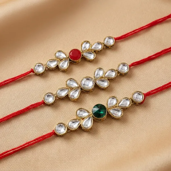 Dhivara_Kundan_Rakhi_Combo_/_Pack_Of_3_Rakhi_With_Roli_Chawal