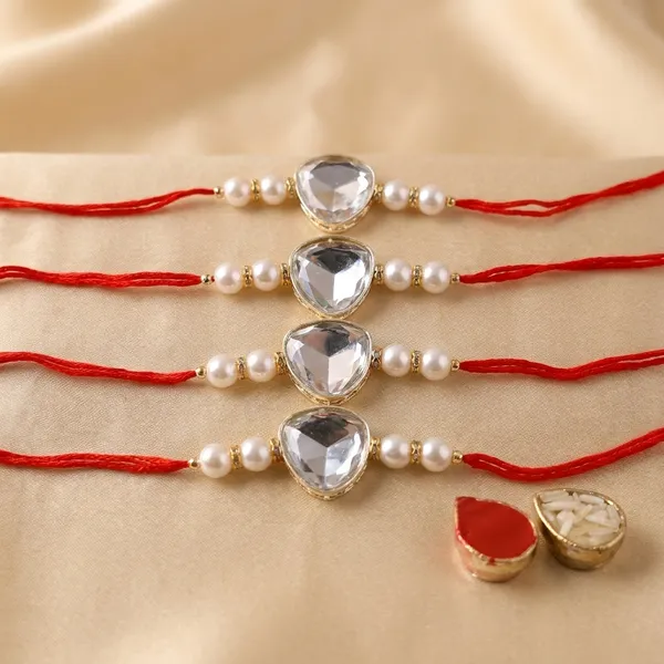 Dhivara_Kundan_Rakhi_With_Roli_Chawal_Pack_Of_4