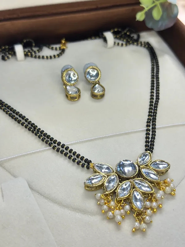 24_Inch_Two_Layer_Black_Alloy_Kundan_Mangalsutra_For_Women
