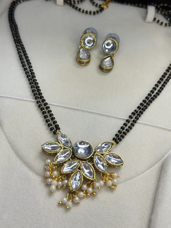 24_Inch_Two_Layer_Black_Alloy_Kundan_Mangalsutra_For_Women
