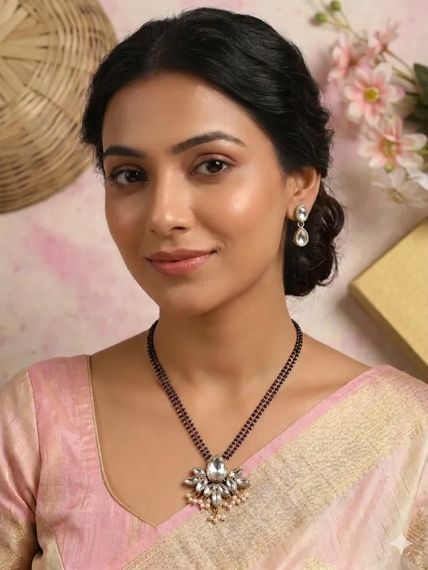 24_Inch_Two_Layer_Black_Alloy_Kundan_Mangalsutra_Set_For_Women