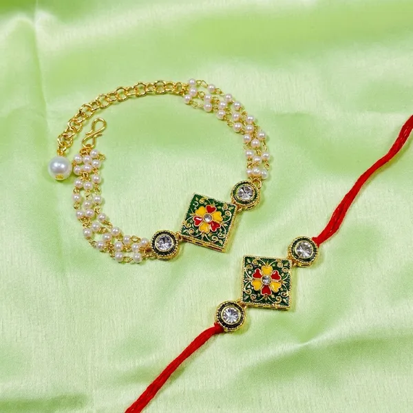Dhivara_Designer_Bhaiya_Bhabhi_Rakhi_With_Roli_Chawal