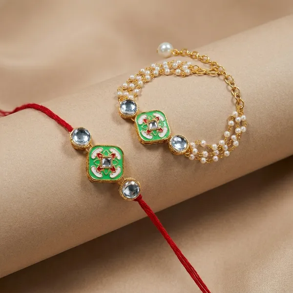 Dhivara_Designer_Bhaiya_Bhabhi_Rakhi_With_Roli_Chawal