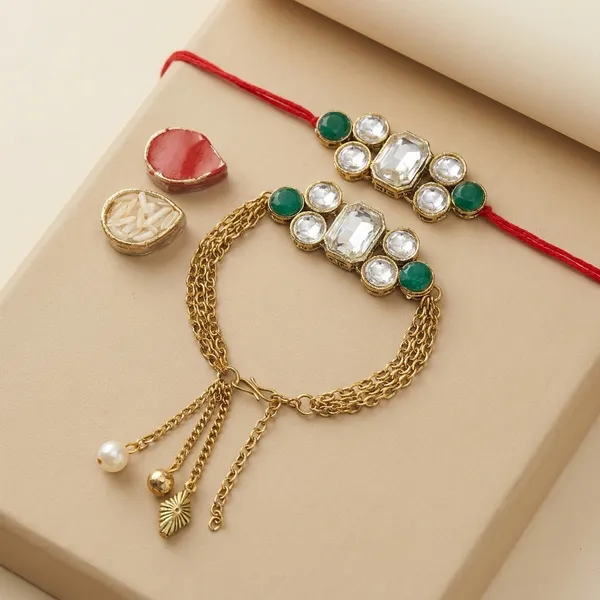 Dhivara_Designer_Bhaiya_Bhabhi_Rakhi_With_Roli_Chawal