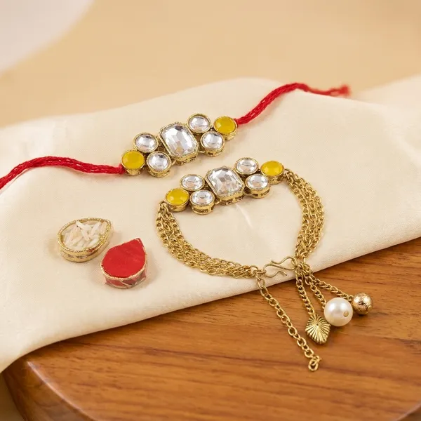 Dhivara_Designer_Bhaiya_Bhabhi_Rakhi_With_Roli_Chawal