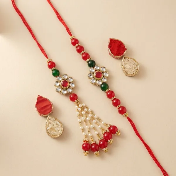 Dhivara_Designer_Bhaiya_Bhabhi_Rakhi_With_Roli_Chawal