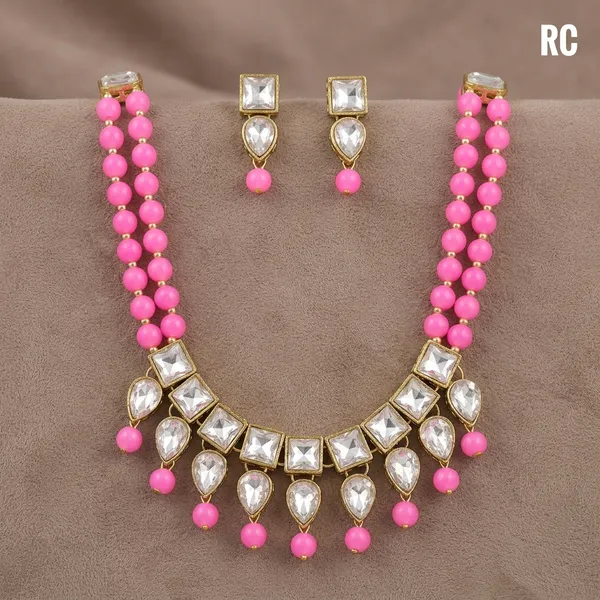 Light_Pink_Alloy_Copper_Pink_Jewellery_Set_For_Women