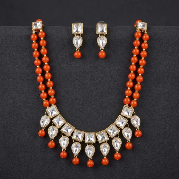 Orange_Alloy_Copper_Orange_Jewellery_Set_For_Women