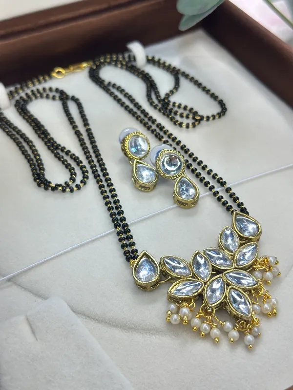 24_Inch_Two_Layer_Black_Alloy_Kundan_Mangalsutra_For_Women