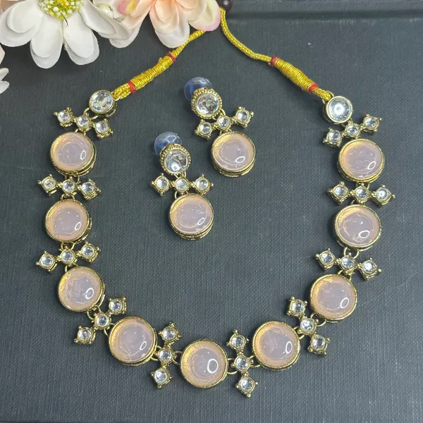 Light_Pink_Alloy_Metal_Copper_Plated_Necklace_Set