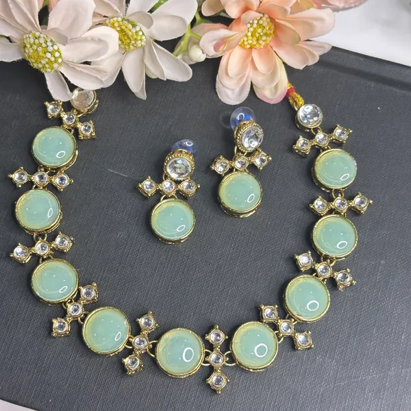 Light_Green_Alloy_Metal_Copper_Plated_Necklace_Set