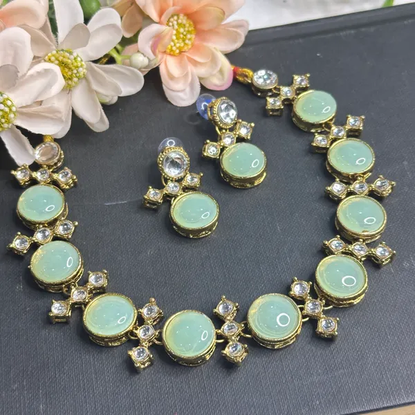 Light_Green_Alloy_Metal_Copper_Plated_Necklace_Set
