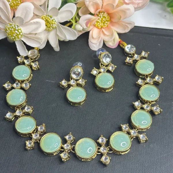 Light_Green_Alloy_Metal_Copper_Plated_Necklace_Set