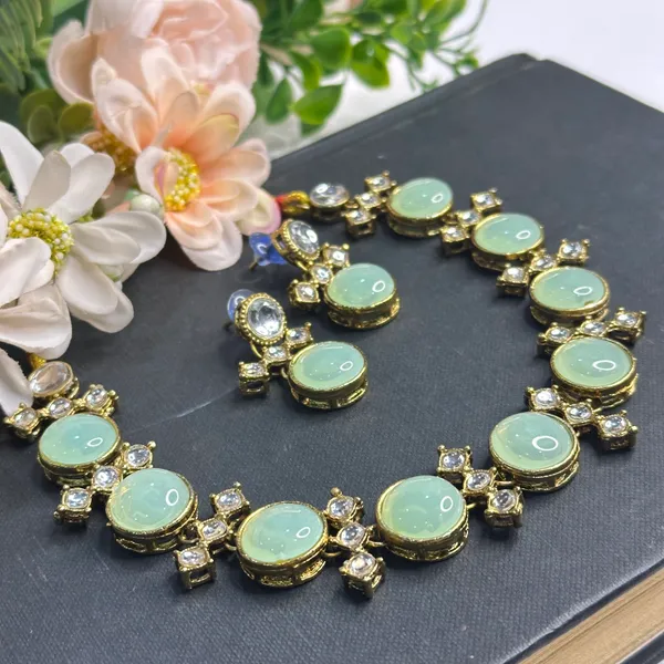 Light_Green_Alloy_Metal_Copper_Plated_Necklace_Set