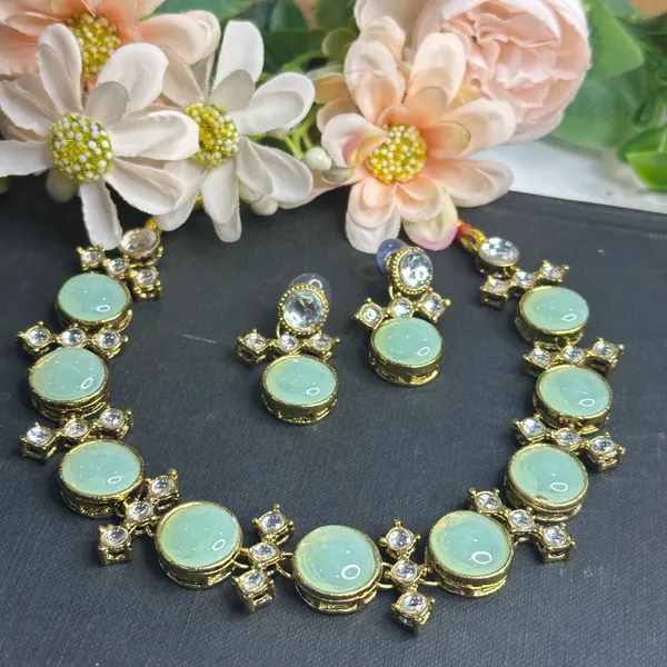 Light_Green_Alloy_Metal_Copper_Plated_Necklace_Set
