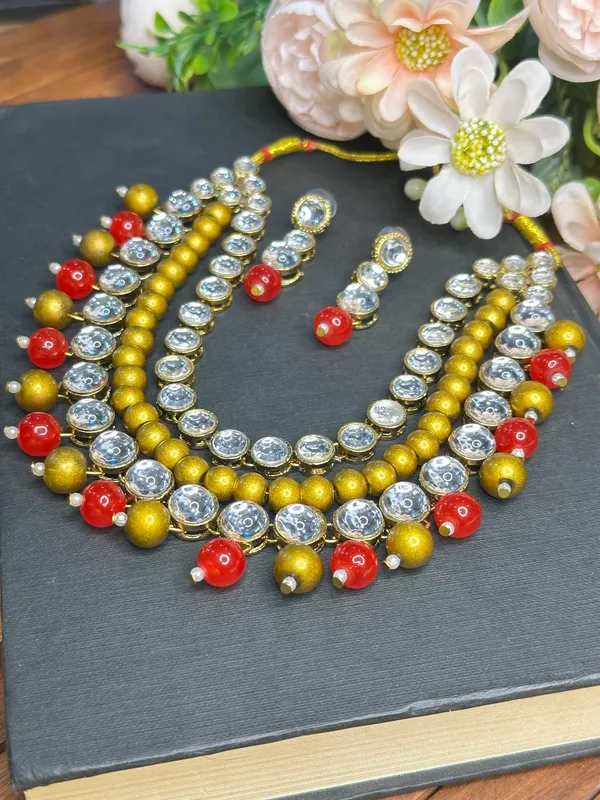 Three_Layer_Red_And_Golden_Metal_Copper_Jewellery_Set_For_Women