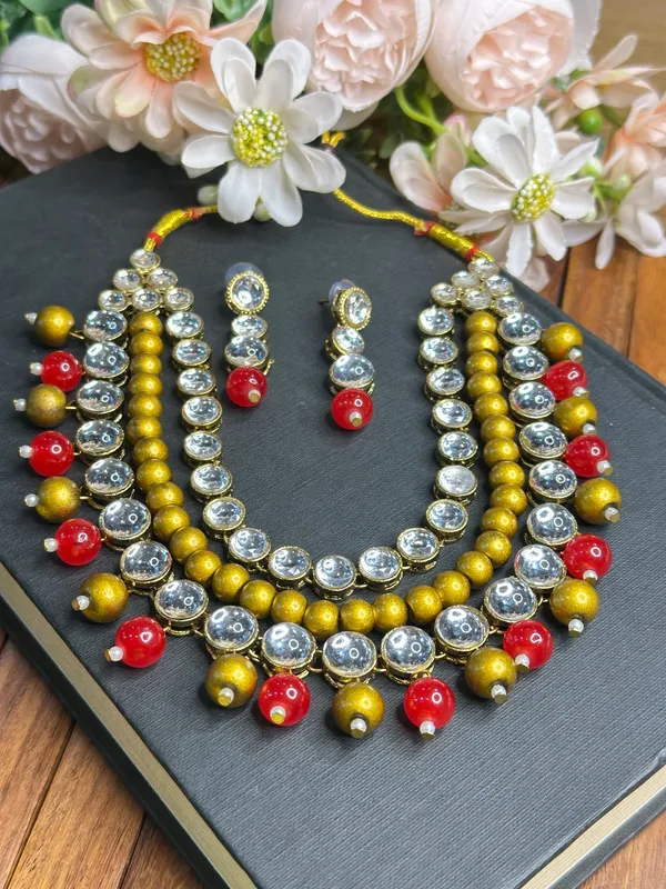 Three_Layer_Red_And_Golden_Metal_Copper_Jewellery_Set_For_Women