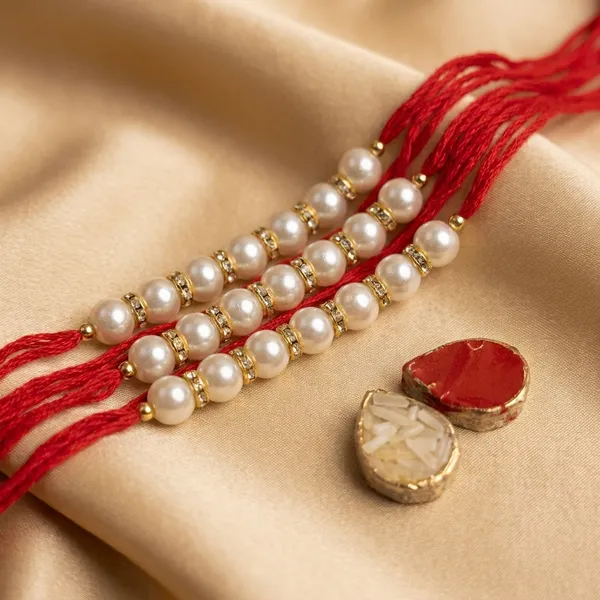 Dhivara_Pearl_Rakhi_Combo_/_Pack_Of_12_Rakhi_With_Roli_Chawal